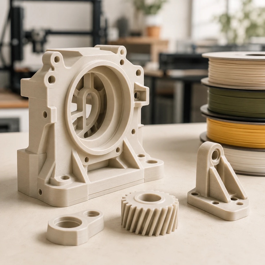 Impression FDM : carter moteur et engrenage imprimés en 3D