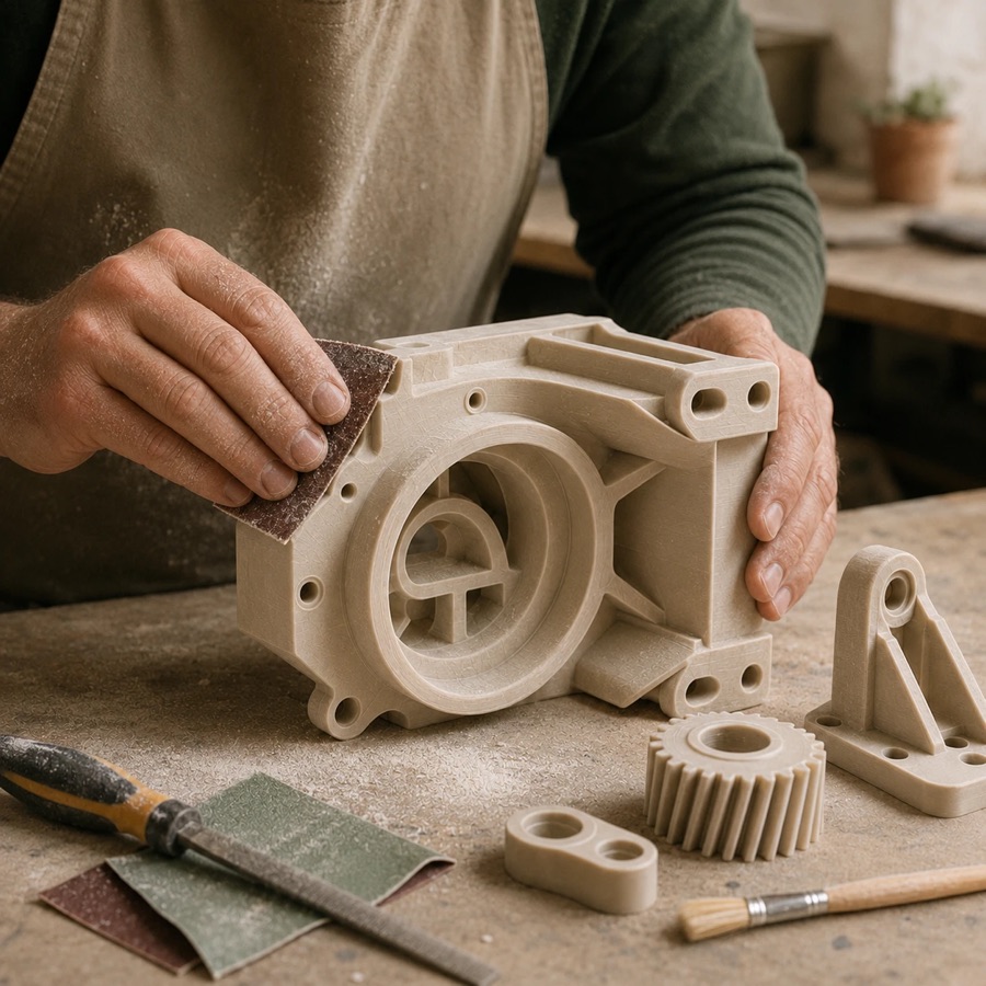 Post-traitement et finition : ponçage manuel d'une pièce imprimée en 3D