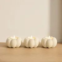 Lot de 3 Portes-Bougie Citrouille Crème - Bougeoir Automne Chauffe-Plat - Design 3D — objet imprimé en 3D par PureFlow