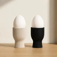 Lot de 2 Coquetiers Designs Texture Rainure Beige et Noir - Porte-Oeuf Scandinave - Impression 3D — objet imprimé en 3D par PureFlow