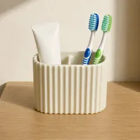 Porte-Brosse à Dents Beige - Organisateur de Salle de Bain Cannelé - Impression 3D — objet imprimé en 3D par PureFlow
