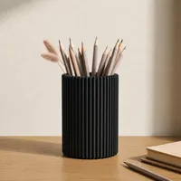 Porte Crayons Organiseur de Bureau Noir a Nervures - Pot a Stylos - Impression 3D — objet imprimé en 3D par PureFlow