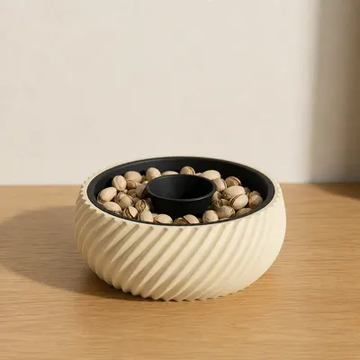 Bol a Pistaches Creme et Noir - Ramasse-Coques Bicolore Table - Saladier 3D — objet imprimé en 3D par PureFlow