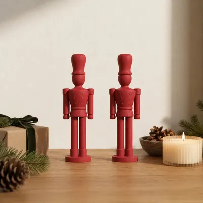 2 Figurines Casse-Noisette Rouge - Statuette Noel Design Moderne - Impression 3D — objet imprimé en 3D par PureFlow