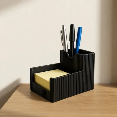 Organiseur de Bureau Noir pour Post-it et Stylos - Pot a Crayons Cannele - Impression 3D — objet imprimé en 3D par PureFlow