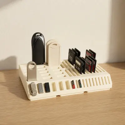 Organiseur de Bureau pour Cartes SD et Cles USB - Support de Stockage Numerique - Impression 3D — objet imprimé en 3D par PureFlow