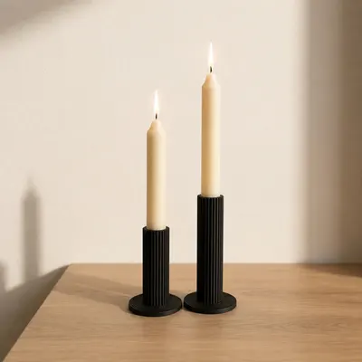 Duo de Bougeoirs Design Japandi - Set de 2 Porte-Bougies Organiques - Déco Minimaliste Impression 3D — objet imprimé en 3D par PureFlow