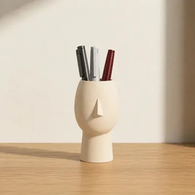 Porte-Crayons Visage Crème - Pot à Stylos Design Sculpture - Impression 3D — objet imprimé en 3D par PureFlow