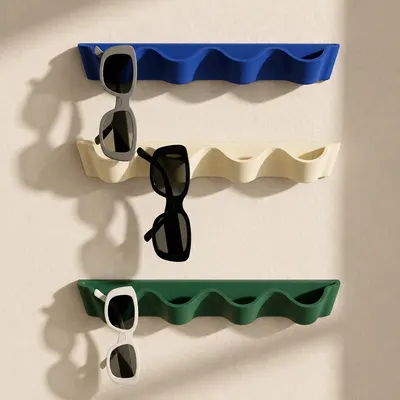 3 Supports Muraux Lunettes de Soleil - Rangement Design Ondule - Organiseur 3D — objet imprimé en 3D par PureFlow