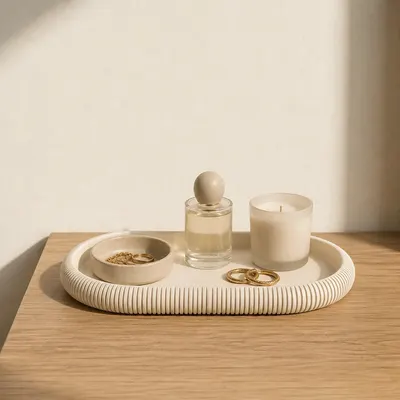 Plateau Japandi Creme - Coupelle Vide-Poches Minimaliste - Design 3D — objet imprimé en 3D par PureFlow