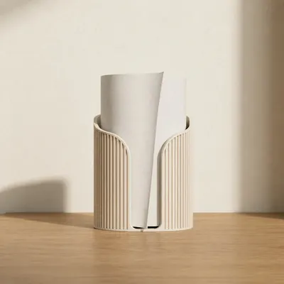 Porte-Serviettes Japandi Crème - Support de Table Design Minimaliste - Vague 3D — objet imprimé en 3D par PureFlow