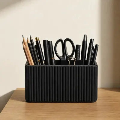 Organiseur de Bureau Noir au Design Cotele - Pot a Crayons Compartimente - Impression 3D — objet imprimé en 3D par PureFlow